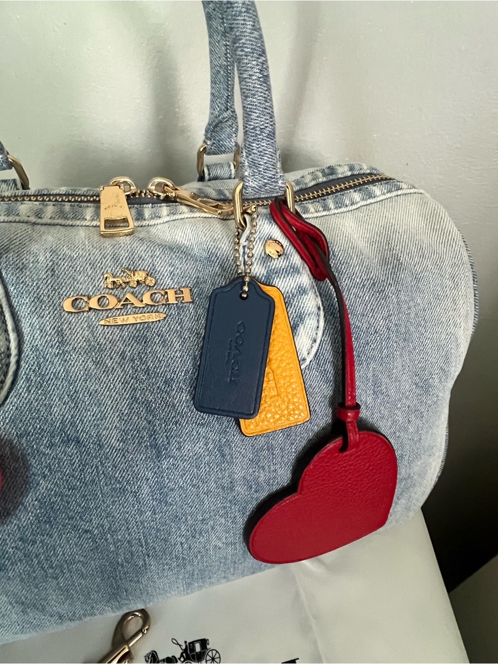 Coach Rowan Large Satchel Bag In Loved Denim - Picture 5 of 8